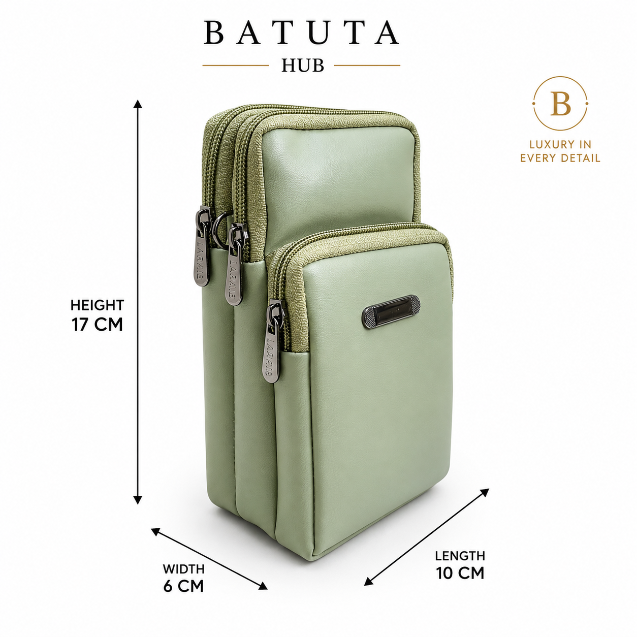 BATUTA HUB Women’s Mobile Sling Bag | Multi Pocket Crossbody Bag | 3 Zip Compartments | Adjustable Shoulder Strap Compact Travel Organizer Purse for Daily Use