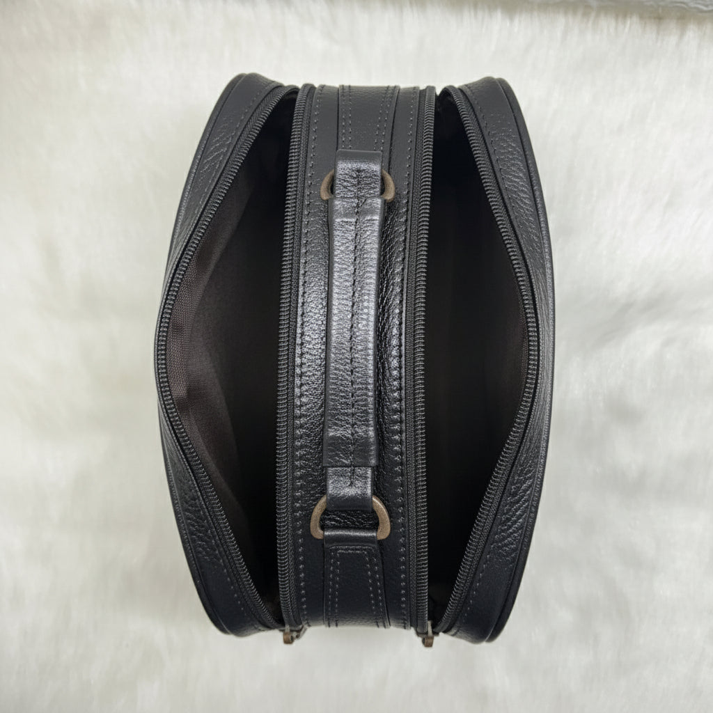 BATUTA Genuine Leather Toiletry Bag for Men & Women | Travel Shaving Kit Pouch | Two Section Variants | Vintage Brown & Black | Unisex Kit Organizer