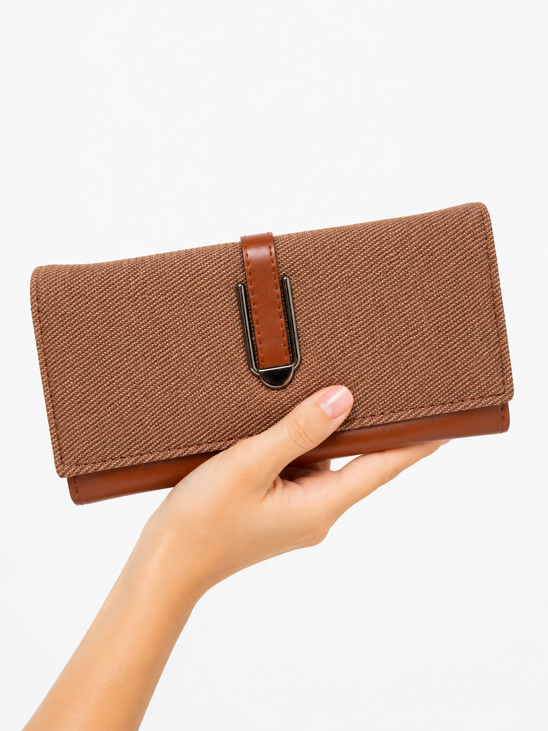BATUTA HUB Women’s Premium Textured Leatherette Clutch Wallet | Long Ladies Purse with Multiple Card Slots, Zip Pocket & Magnetic Closure | Stylish Wallet for Women