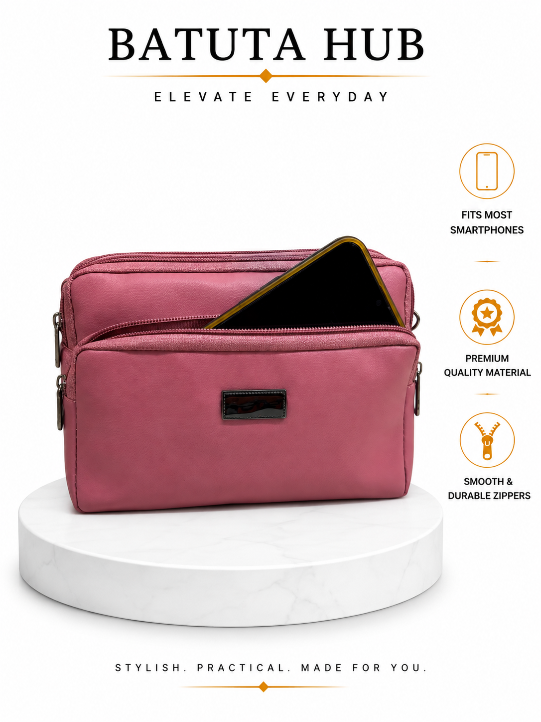 Women's Premium Crossbody Sling Bag | Triple Zip | Spacious Everyday Shoulder Bag