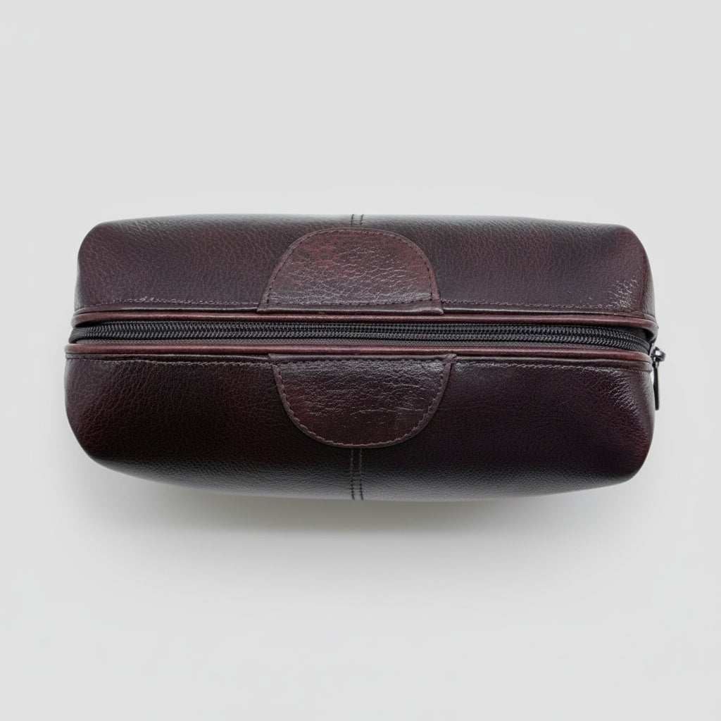 BATUTA Genuine Leather Toiletry Bag for Men & Women | Travel Shaving Kit Pouch | Single Section Variants | Vintage Brown & Black | Unisex  Kit Organizer
