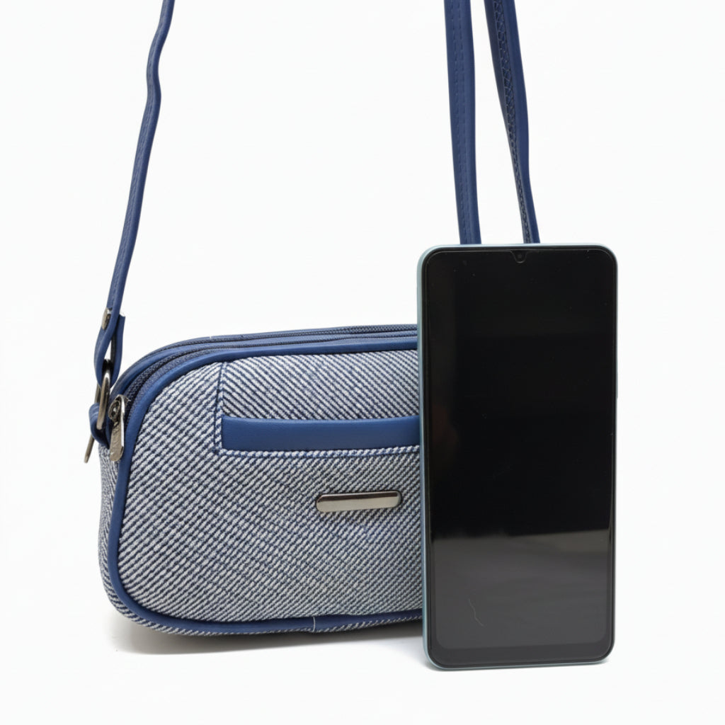 Women Compact Sling Bag | Small Crossbody Shoulder Bag | Multi Pocket | 2 Compartments | Adjustable Strap