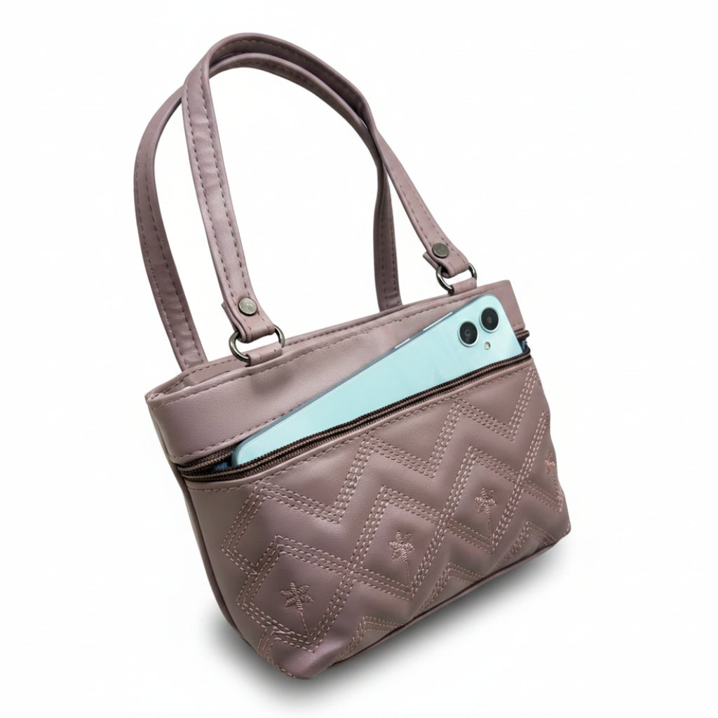 Women Stylish PU Leather Handbag | Small Tote Bag for Daily Use | Zipper Closure Hand Purse for Girls & Women