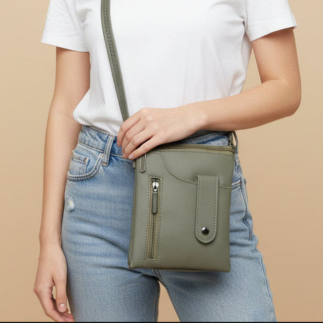 BATUTA HUB Women Crossbody Sling Bag | Premium PU Leather Small Side Bag for Girls & Ladies | Adjustable Strap | Multiple Zipper Pockets | Lightweight Daily Use Purse