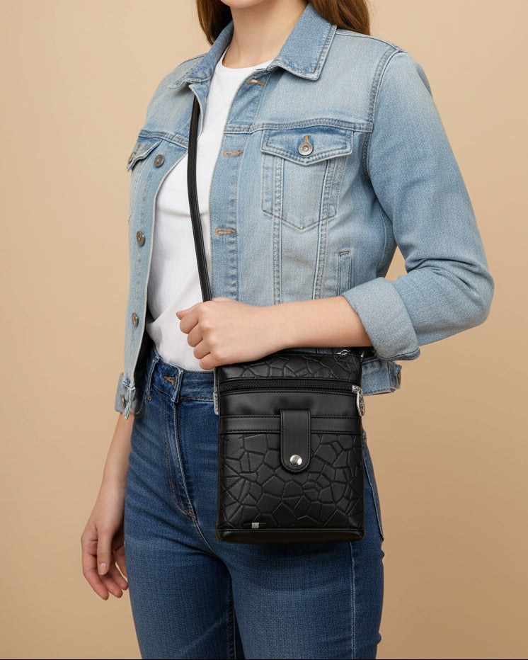 Women Crossbody Sling Bag | Premium PU Leather Small Side Bag for Girls & Ladies | Adjustable Strap | Multiple Zipper Pockets | Lightweight Daily Use Purse