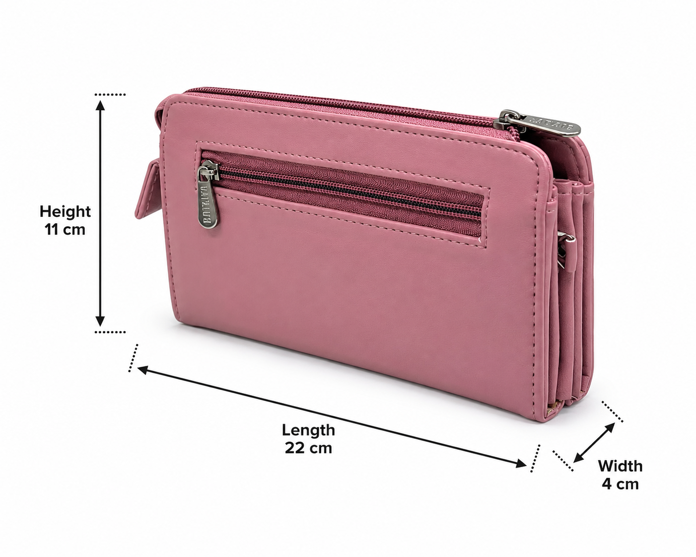BATUTA Women’s Zip Around Clutch Wallet | PU Leather Ladies Wallet | Multi Compartment Purse with Card Slots, Cash Sections, Coin Pocket & Wrist Strap