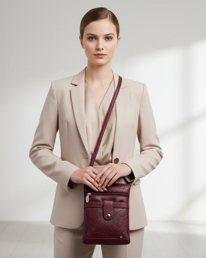 Women Crossbody Sling Bag | Premium PU Leather Small Side Bag for Girls & Ladies | Adjustable Strap | Multiple Zipper Pockets | Lightweight Daily Use Purse