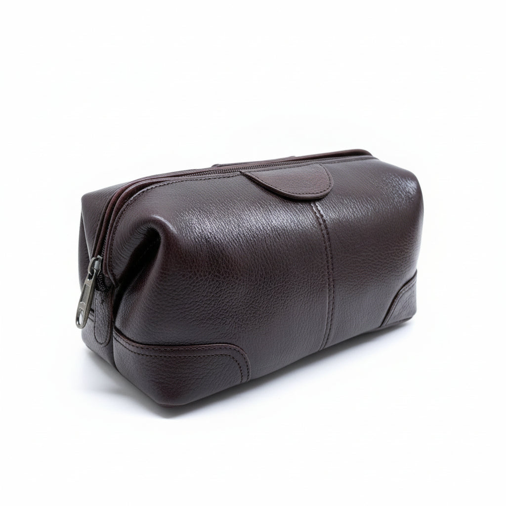 BATUTA Genuine Leather Toiletry Bag for Men & Women | Travel Shaving Kit Pouch | Single Section Variants | Vintage Brown & Black | Unisex  Kit Organizer