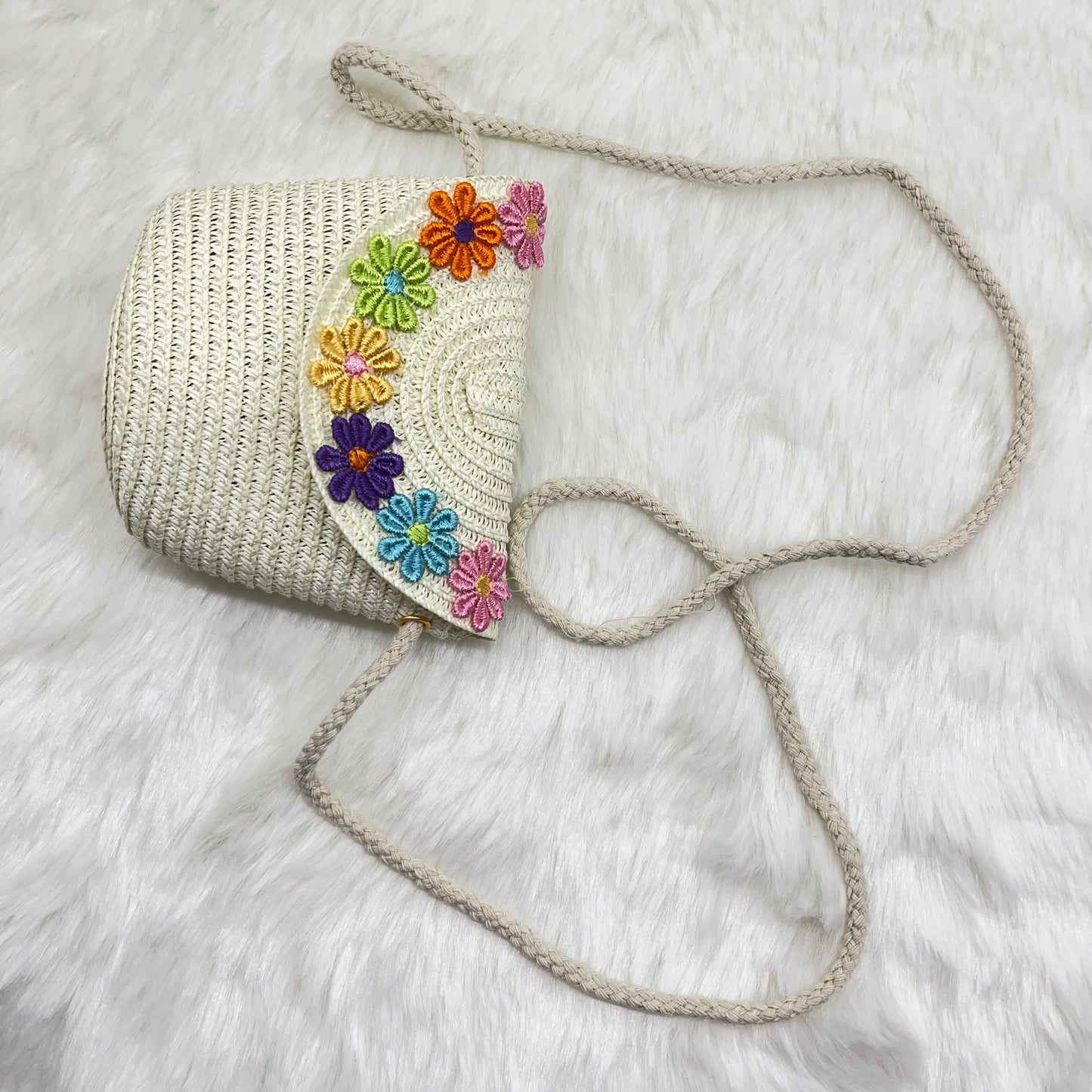 Mini Sling Bag for Baby Girls and Princess Straw Messenger Bag Handmade Shoulder Bag