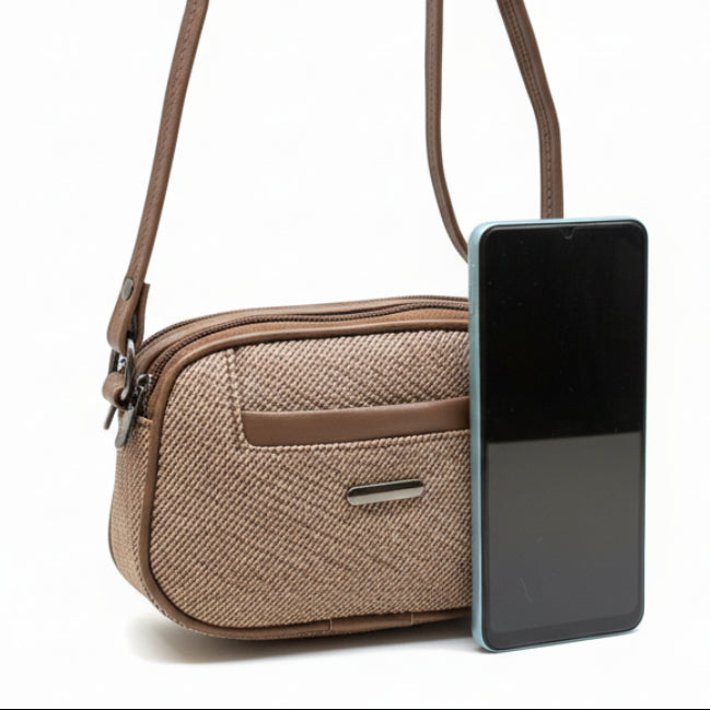 Women Compact Sling Bag | Small Crossbody Shoulder Bag | Multi Pocket | 2 Compartments | Adjustable Strap