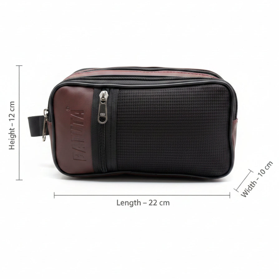 Premium Multi Zip Shaving Pouch for Men | Travel Toiletry Organizer Bag | Waterproof Grooming Kit Storage Pouch
