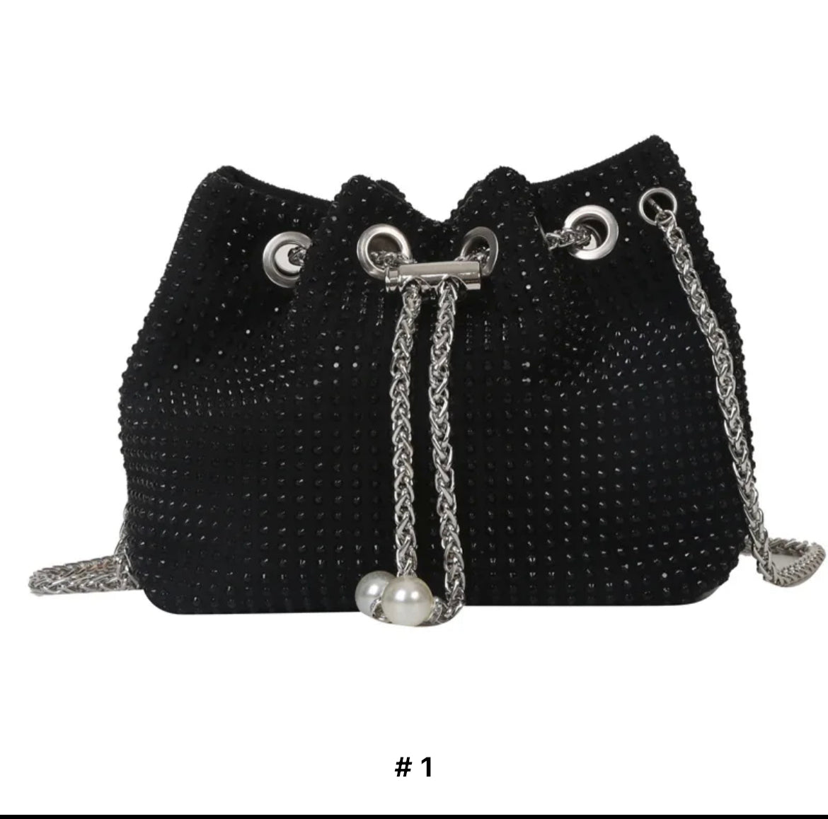 Women's Bucket Chain Bags with Rivets Girls Fashion
Crossbody Bag Bright Diamond Evening Clutch Handbag