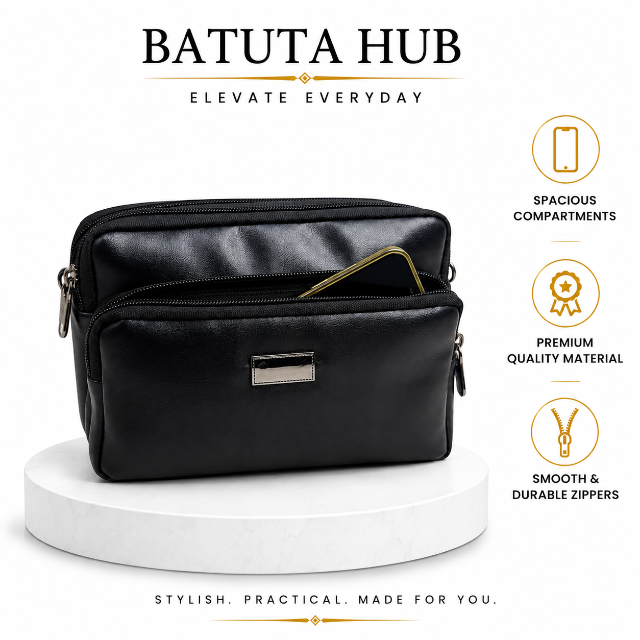 Women's Premium Crossbody Sling Bag | Triple Zip | Spacious Everyday Shoulder Bag