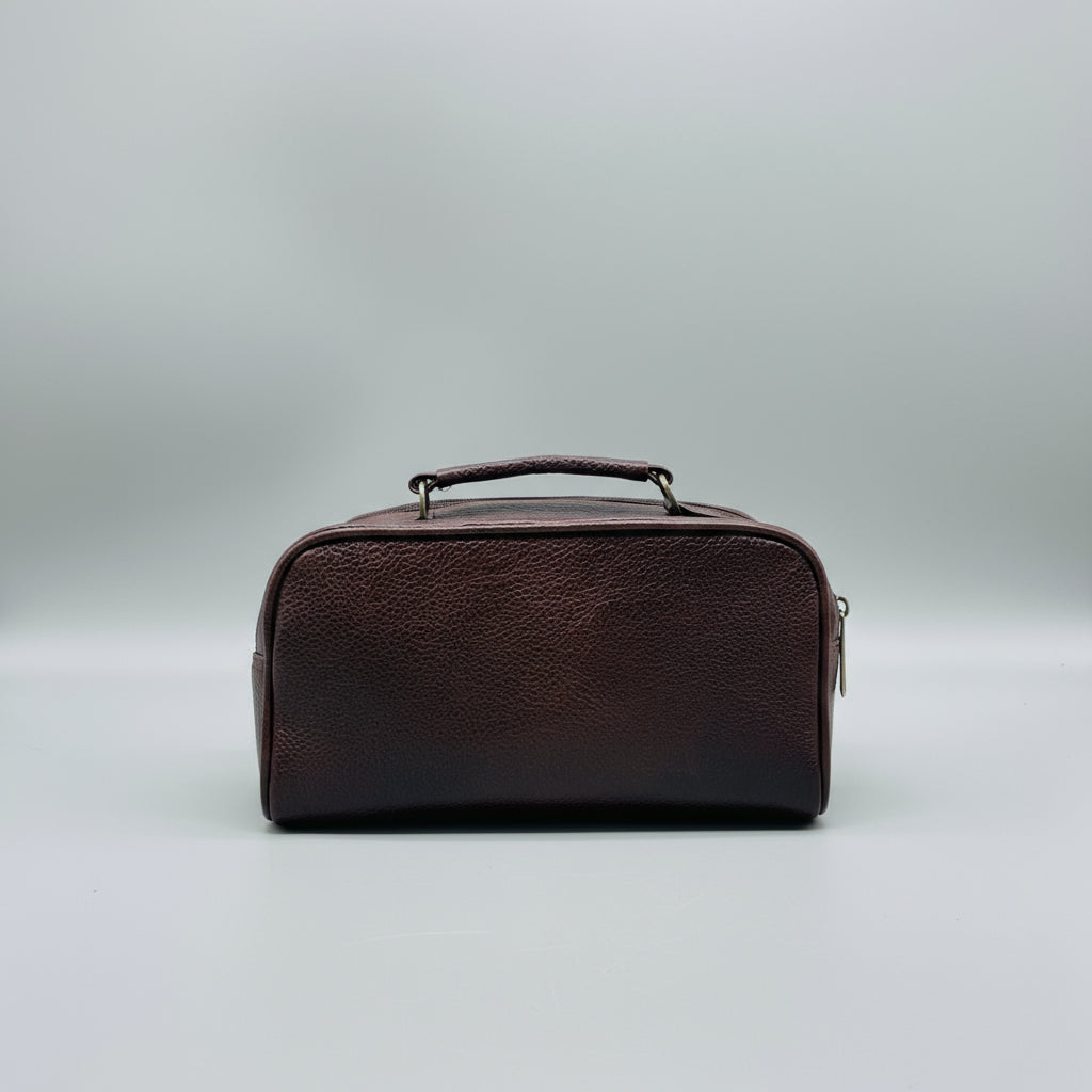 BATUTA Genuine Leather Toiletry Bag for Men & Women | Travel Shaving Kit Pouch | Two Section Variants | Vintage Brown & Black | Unisex Kit Organizer