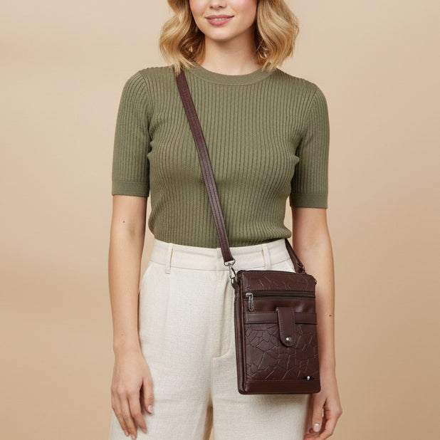 Women Crossbody Sling Bag | Premium PU Leather Small Side Bag for Girls & Ladies | Adjustable Strap | Multiple Zipper Pockets | Lightweight Daily Use Purse