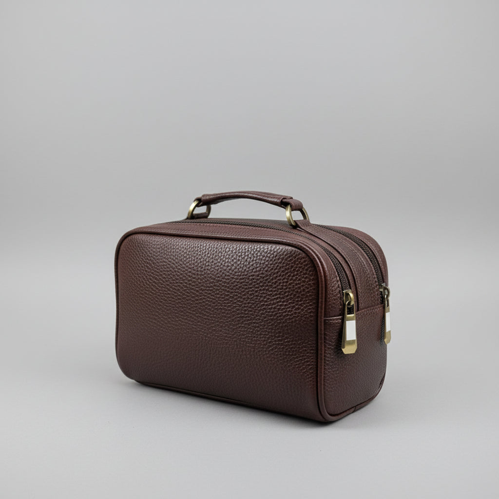 BATUTA Genuine Leather Toiletry Bag for Men & Women | Travel Shaving Kit Pouch | Two Section Variants | Vintage Brown & Black | Unisex Kit Organizer