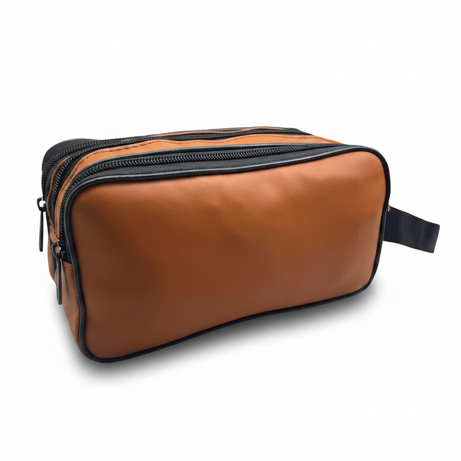 Premium Multi Zip Shaving Pouch for Men | Travel Toiletry Organizer Bag | Waterproof Grooming Kit Storage Pouch
