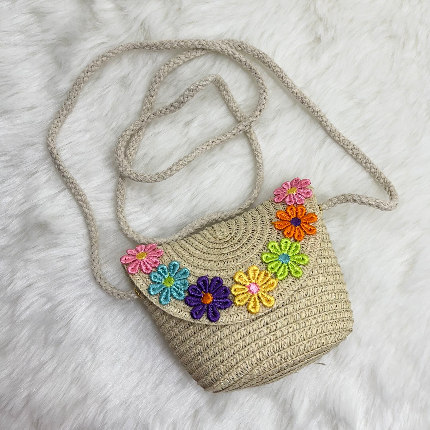 Mini Sling Bag for Baby Girls and Princess Straw Messenger Bag Handmade Shoulder Bag