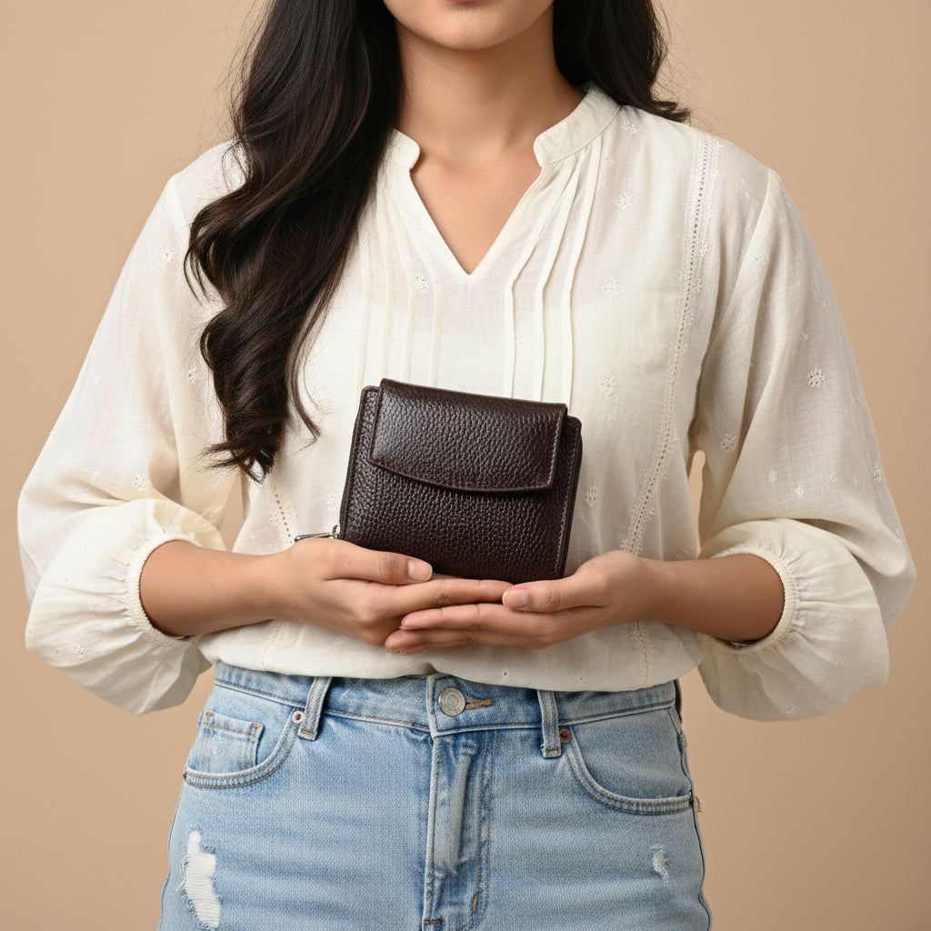 BATUTA Genuine Leather Ladies Wallet for Woman with 8 Card Slots - Clutch Purse for Girl, Wallet for  Ladies Stylish, Ladies Purse for Women Wallet,