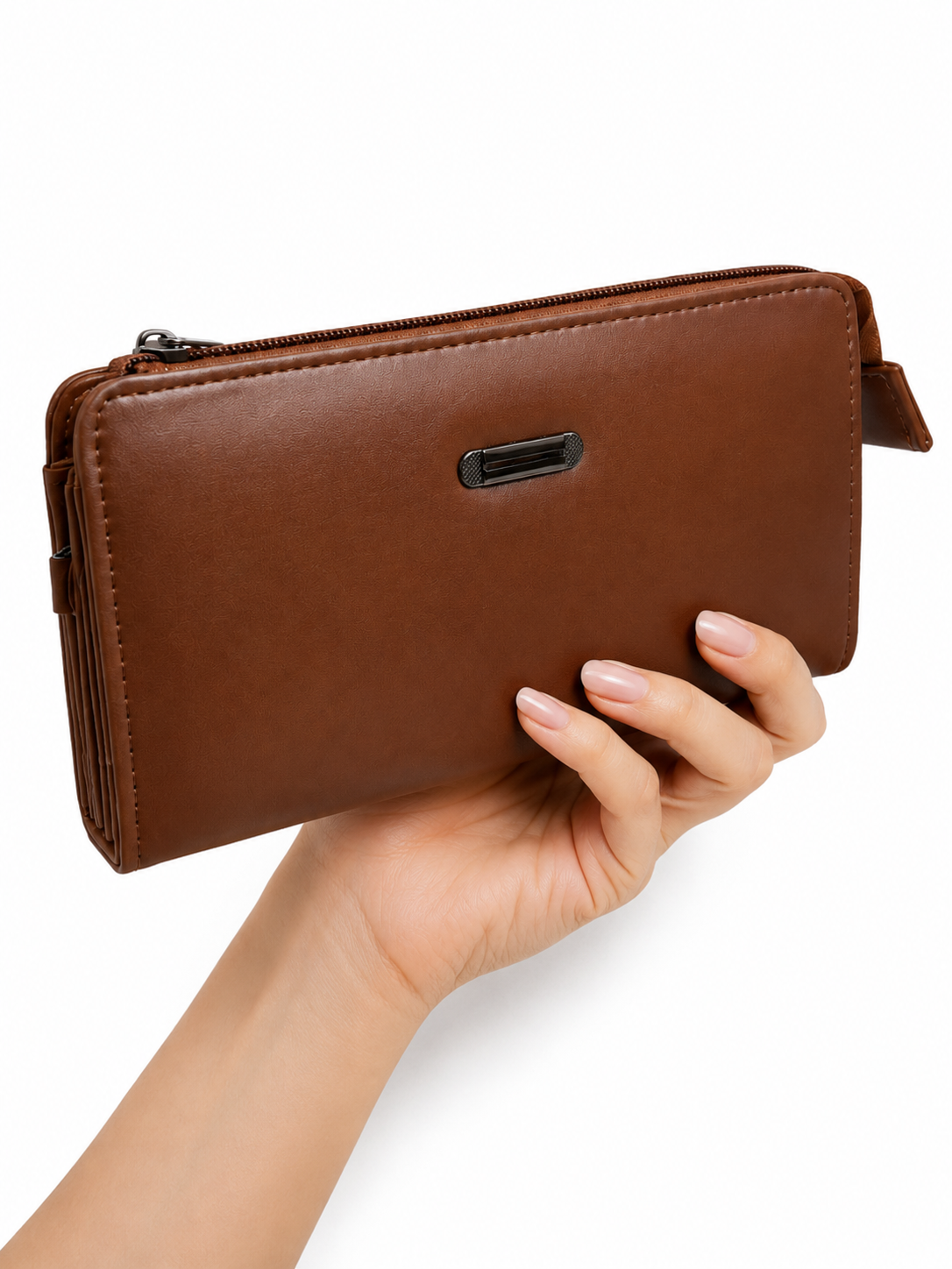 BATUTA Women’s Zip Around Clutch Wallet | PU Leather Ladies Wallet | Multi Compartment Purse with Card Slots, Cash Sections, Coin Pocket & Wrist Strap