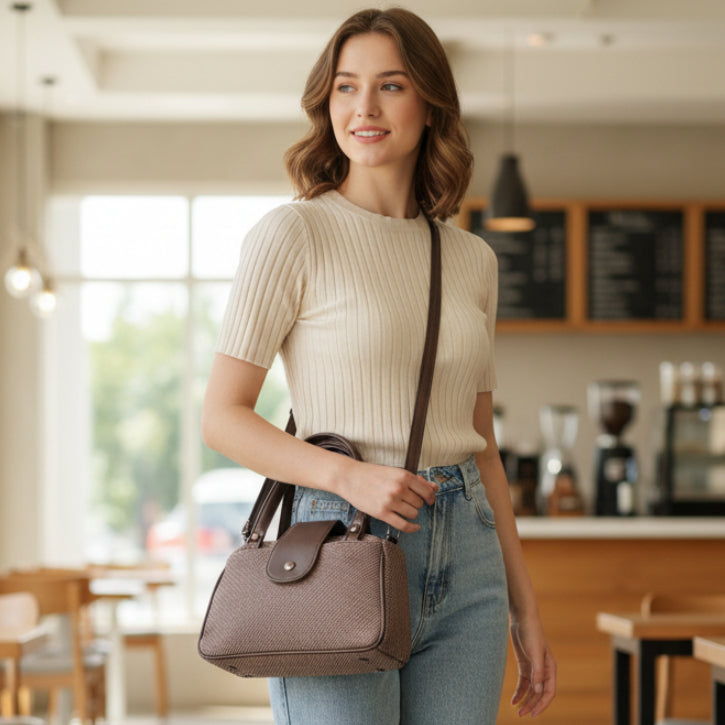 Women Mini Handbag with Sling Strap | Small Stylish Hand Carry Bag | Multi Compartment