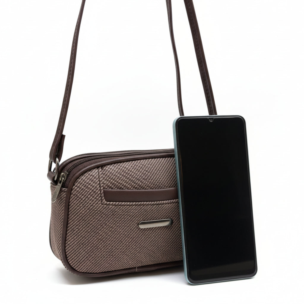 Women Compact Sling Bag | Small Crossbody Shoulder Bag | Multi Pocket | 2 Compartments | Adjustable Strap