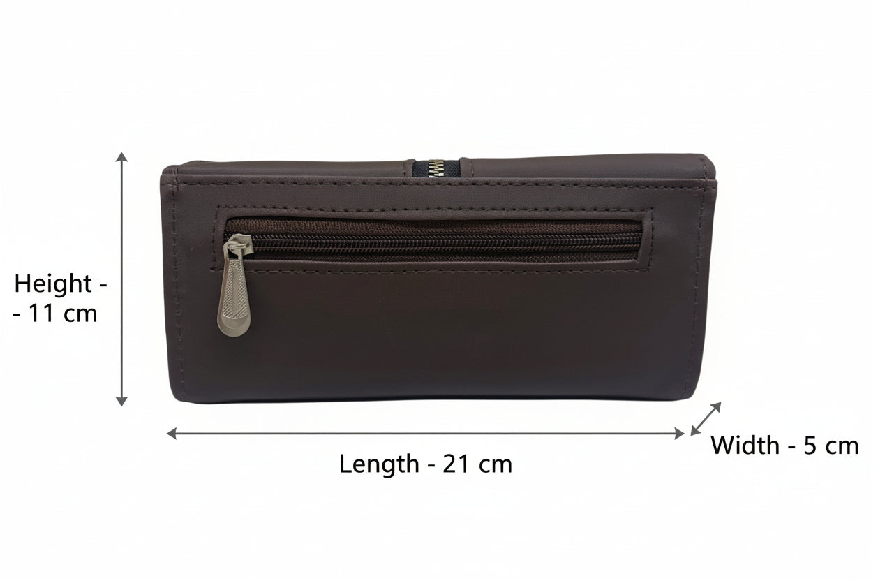 Elegant Women’s Multi-Compartment Long Wallet with Zipper Pocket & Magnetic Closure