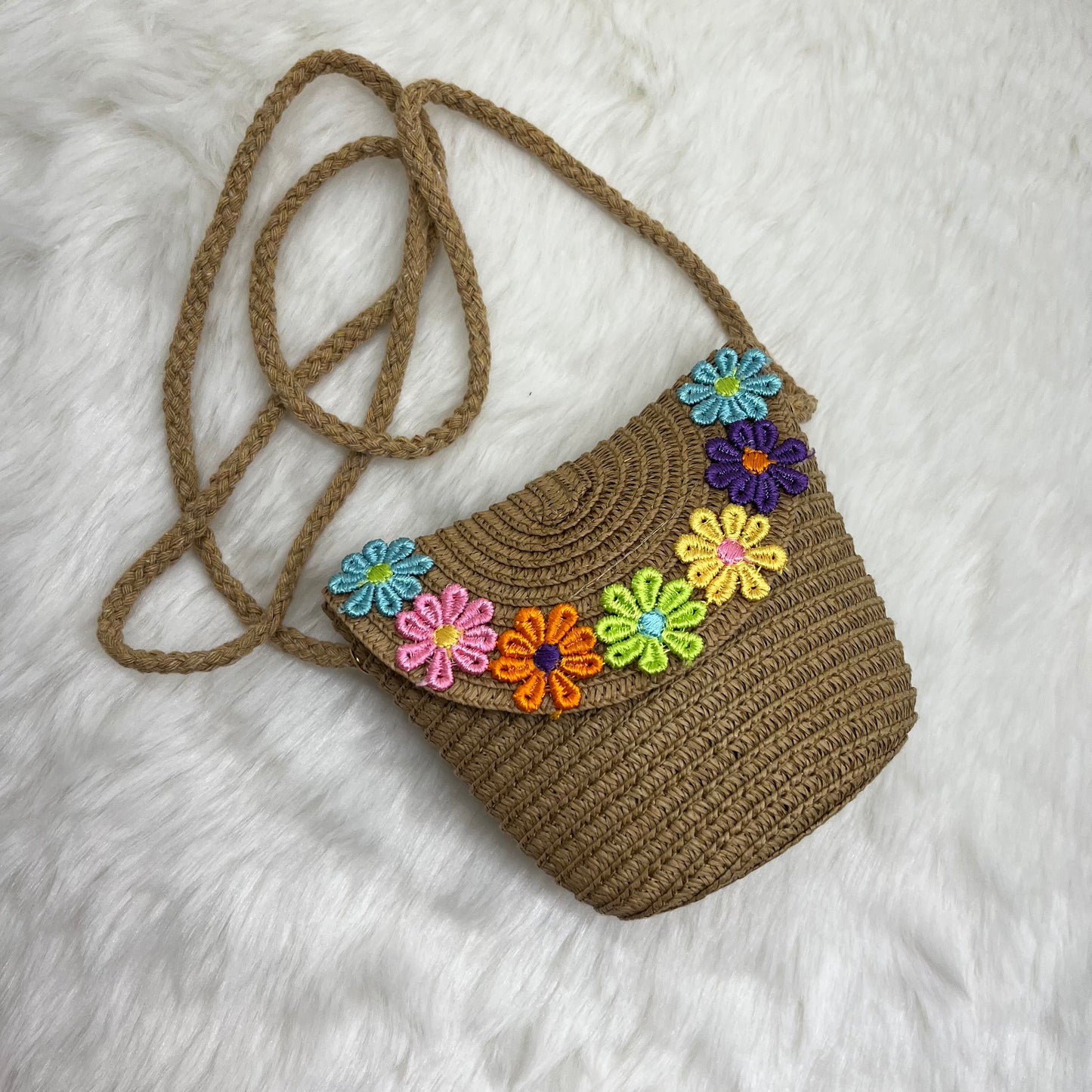 Mini Sling Bag for Baby Girls and Princess Straw Messenger Bag Handmade Shoulder Bag