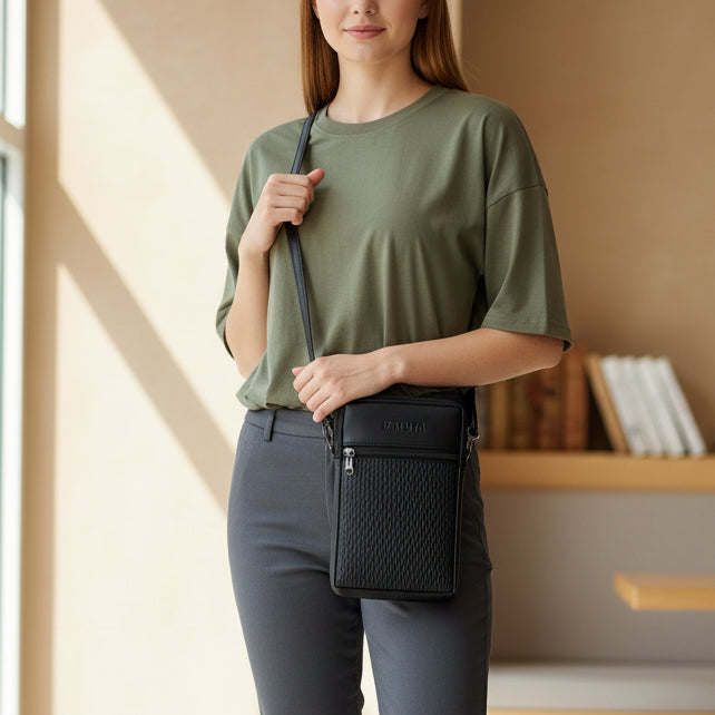 BATUTA HUB Women Crossbody Sling Bag | Premium PU Leather Small Size Bag for Girls & Ladies | Adjustable Strap | Multiple Zipper Pockets | Lightweight Daily Use Purse