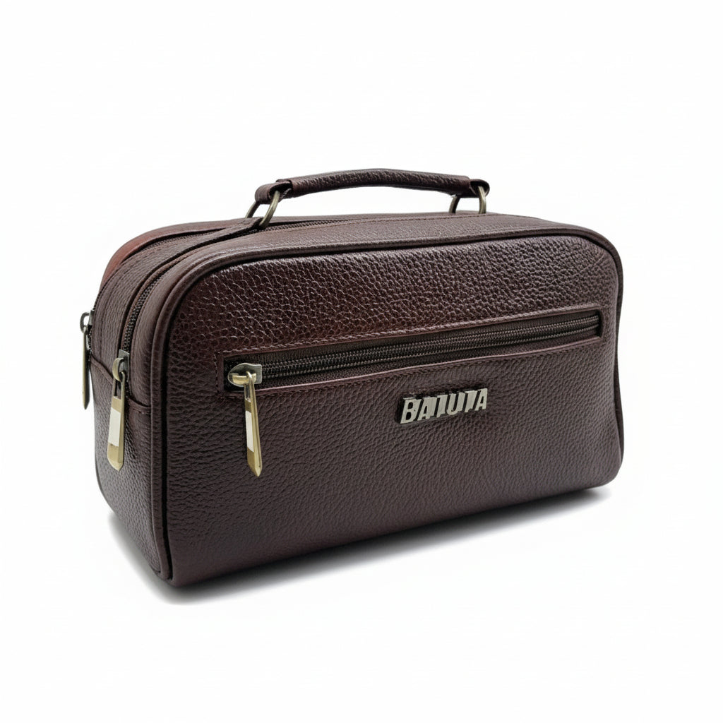 BATUTA Genuine Leather Toiletry Bag for Men & Women | Travel Shaving Kit Pouch | Two Section Variants | Vintage Brown & Black | Unisex Kit Organizer