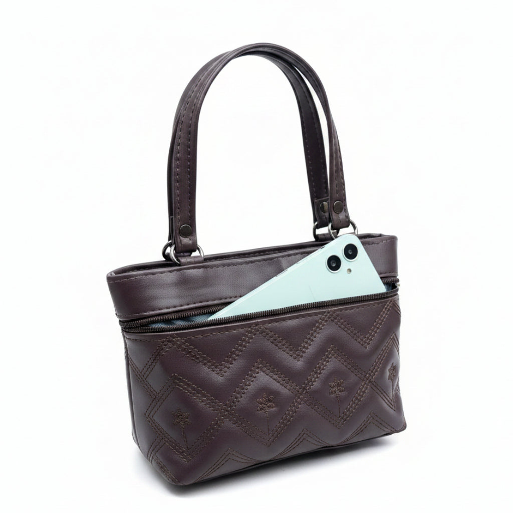 Women Stylish PU Leather Handbag | Small Tote Bag for Daily Use | Zipper Closure Hand Purse for Girls & Women
