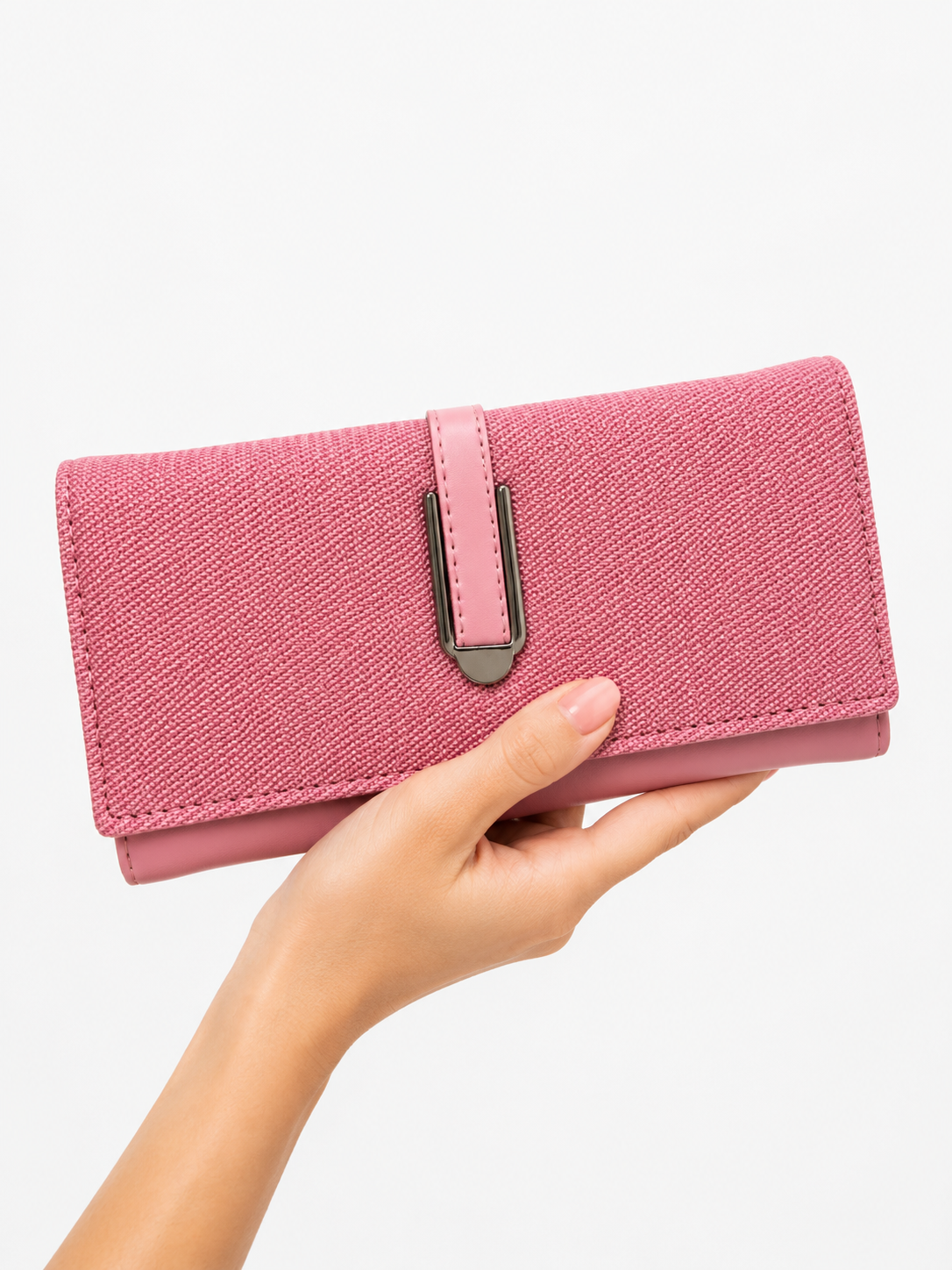 BATUTA HUB Women’s Premium Textured Leatherette Clutch Wallet | Long Ladies Purse with Multiple Card Slots, Zip Pocket & Magnetic Closure | Stylish Wallet for Women