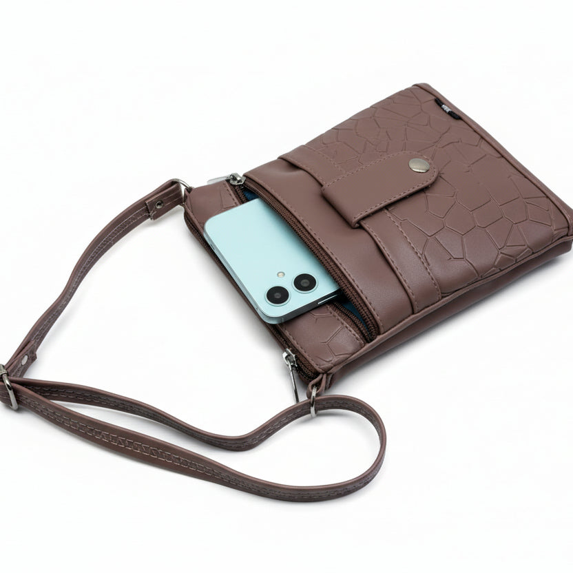 Women Crossbody Sling Bag | Premium PU Leather Small Side Bag for Girls & Ladies | Adjustable Strap | Multiple Zipper Pockets | Lightweight Daily Use Purse