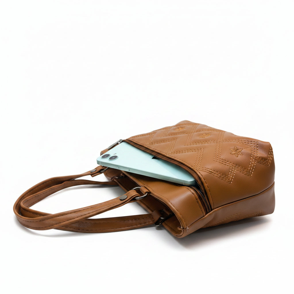 Women Stylish PU Leather Handbag | Small Tote Bag for Daily Use | Zipper Closure Hand Purse for Girls & Women