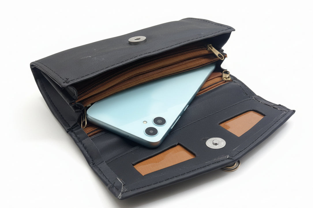 Elegant Women’s Multi-Compartment Long Wallet with Zipper Pocket & Magnetic Closure