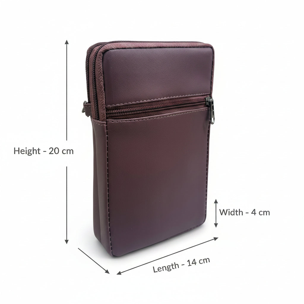 BATUTA HUB Women Crossbody Sling Bag | Premium PU Leather Small Size Bag for Girls & Ladies | Adjustable Strap | Multiple Zipper Pockets | Lightweight Daily Use Purse