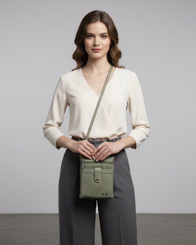 Women Crossbody Sling Bag | Premium PU Leather Small Side Bag for Girls & Ladies | Adjustable Strap | Multiple Zipper Pockets | Lightweight Daily Use Purse