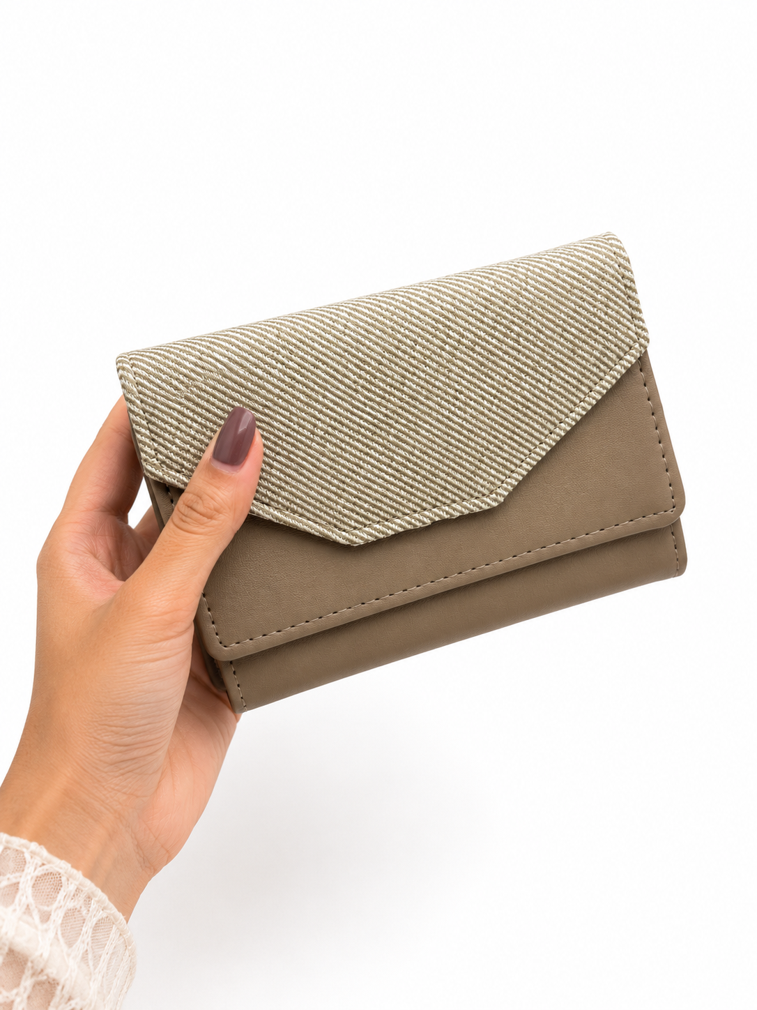 BATUTA Women Bi-Fold PU Leather Wallet | Card Holder | Coin Pocket | Compact Ladies Wallet | Olive Grey