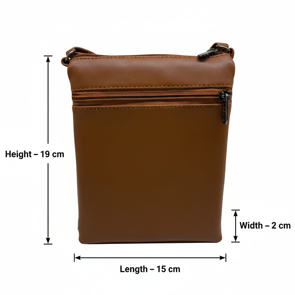 Women Crossbody Sling Bag | Premium PU Leather Small Side Bag for Girls & Ladies | Adjustable Strap | Multiple Zipper Pockets | Lightweight Daily Use Purse