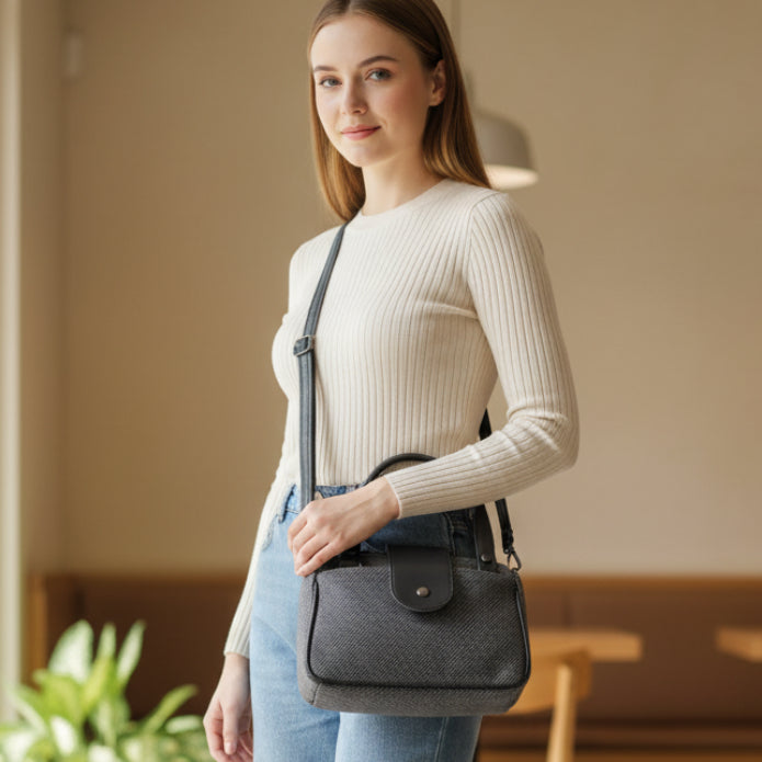 Women Mini Handbag with Sling Strap | Small Stylish Hand Carry Bag | Multi Compartment