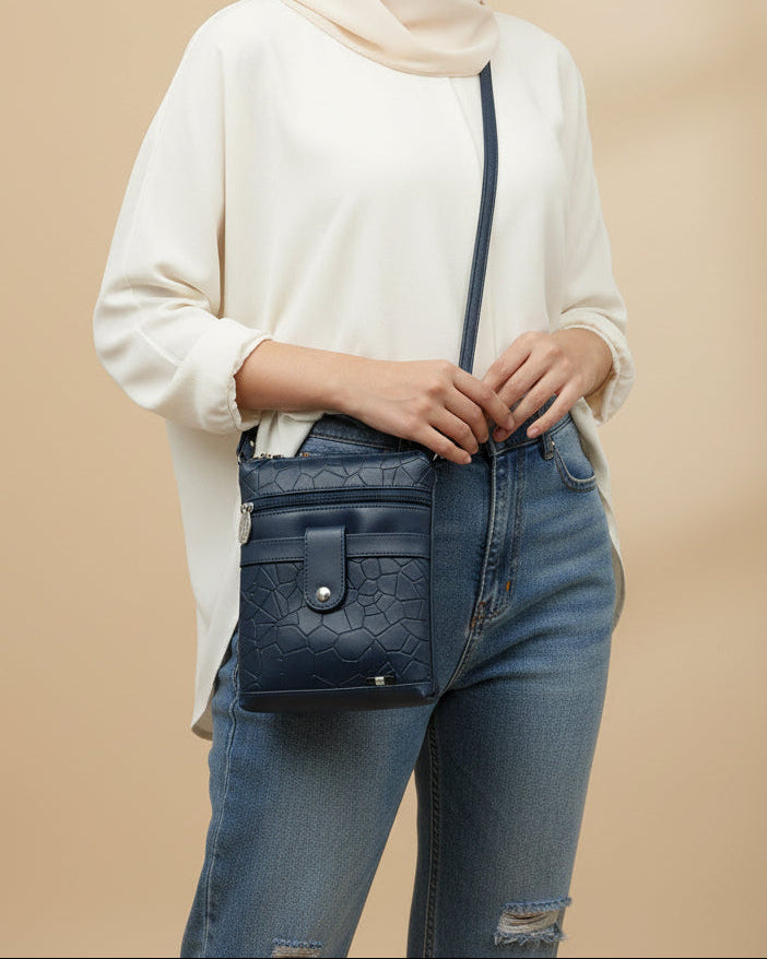 Women Crossbody Sling Bag | Premium PU Leather Small Side Bag for Girls & Ladies | Adjustable Strap | Multiple Zipper Pockets | Lightweight Daily Use Purse