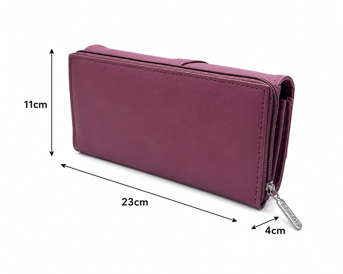 BATUTA Women’s Premium Long Wallet for Women | PU Leather Clutch Wallet | Multiple Card Slots | Cash & Coin Pocket | Stylish Ladies Purse