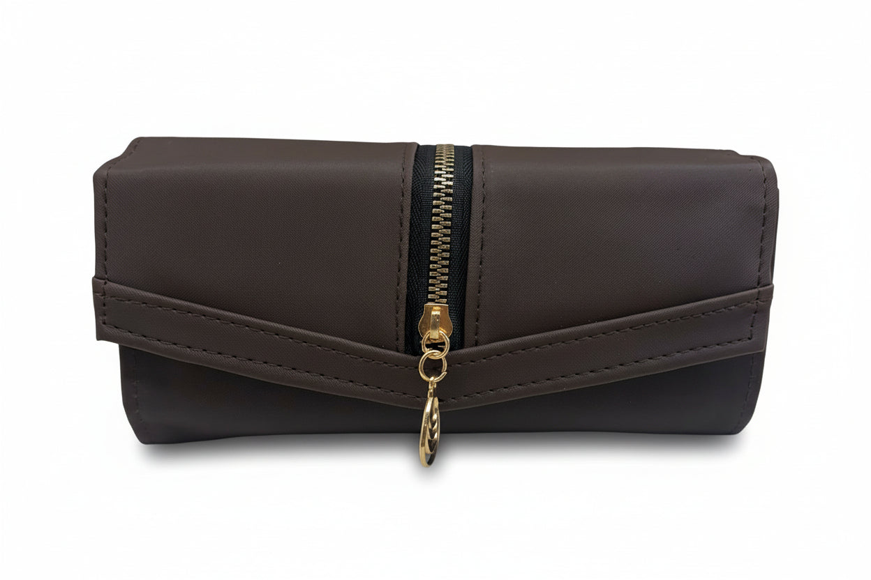Elegant Women’s Multi-Compartment Long Wallet with Zipper Pocket & Magnetic Closure