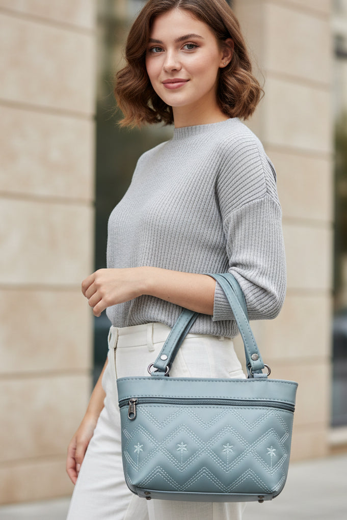 Women Stylish PU Leather Handbag | Small Tote Bag for Daily Use | Zipper Closure Hand Purse for Girls & Women