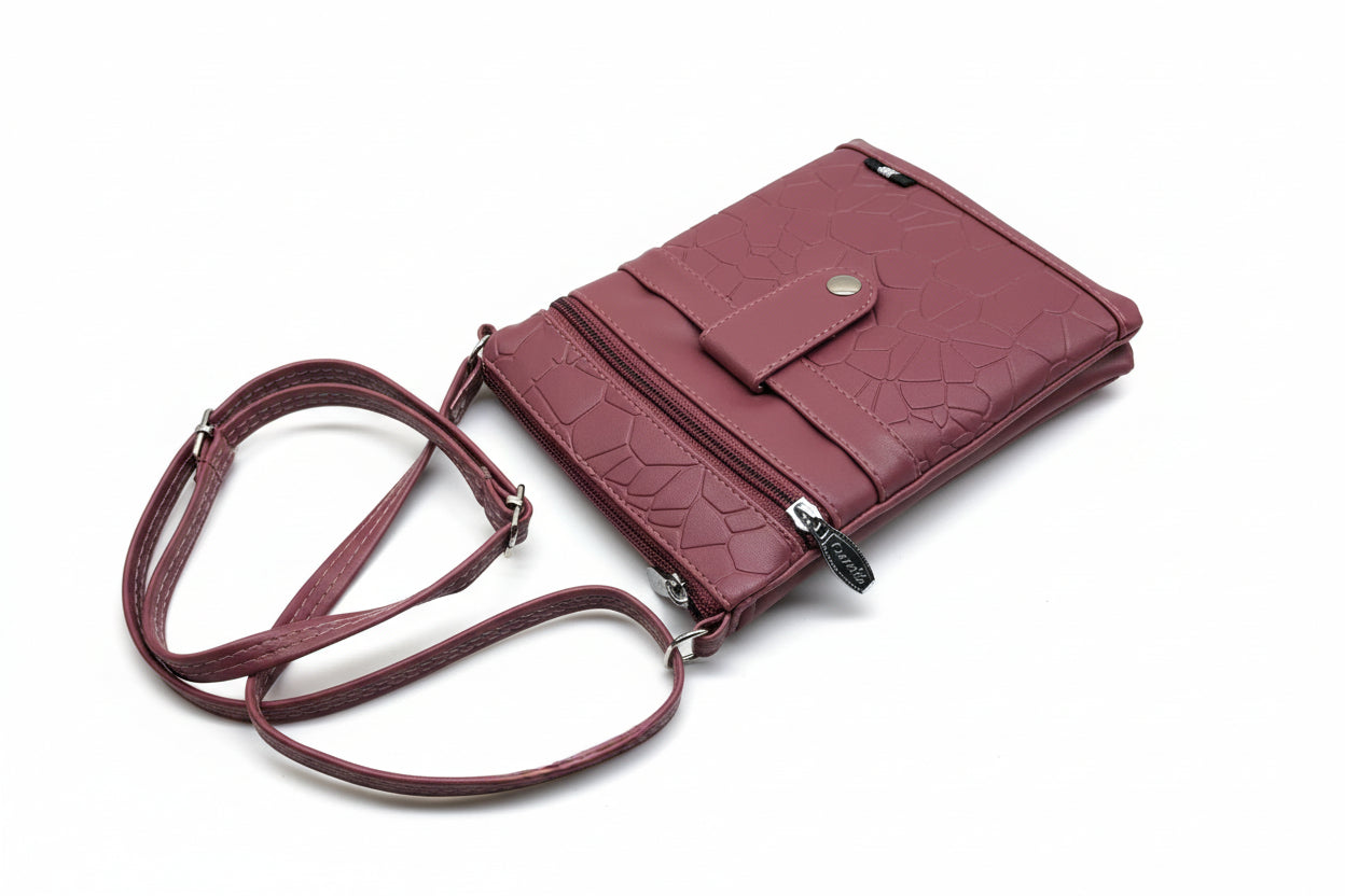 Women Crossbody Sling Bag | Premium PU Leather Small Side Bag for Girls & Ladies | Adjustable Strap | Multiple Zipper Pockets | Lightweight Daily Use Purse