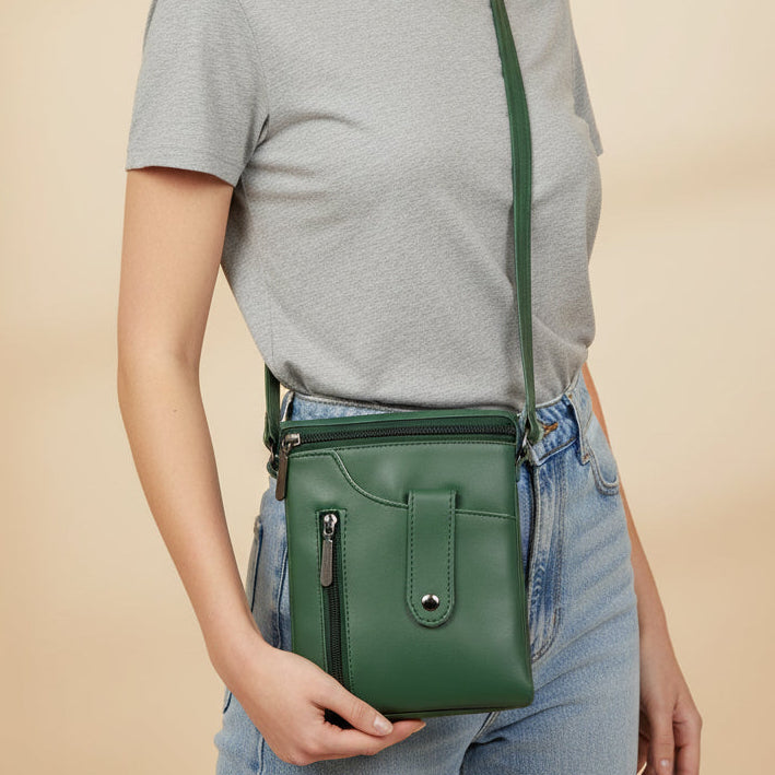 BATUTA HUB Women Crossbody Sling Bag | Premium PU Leather Small Side Bag for Girls & Ladies | Adjustable Strap | Multiple Zipper Pockets | Lightweight Daily Use Purse