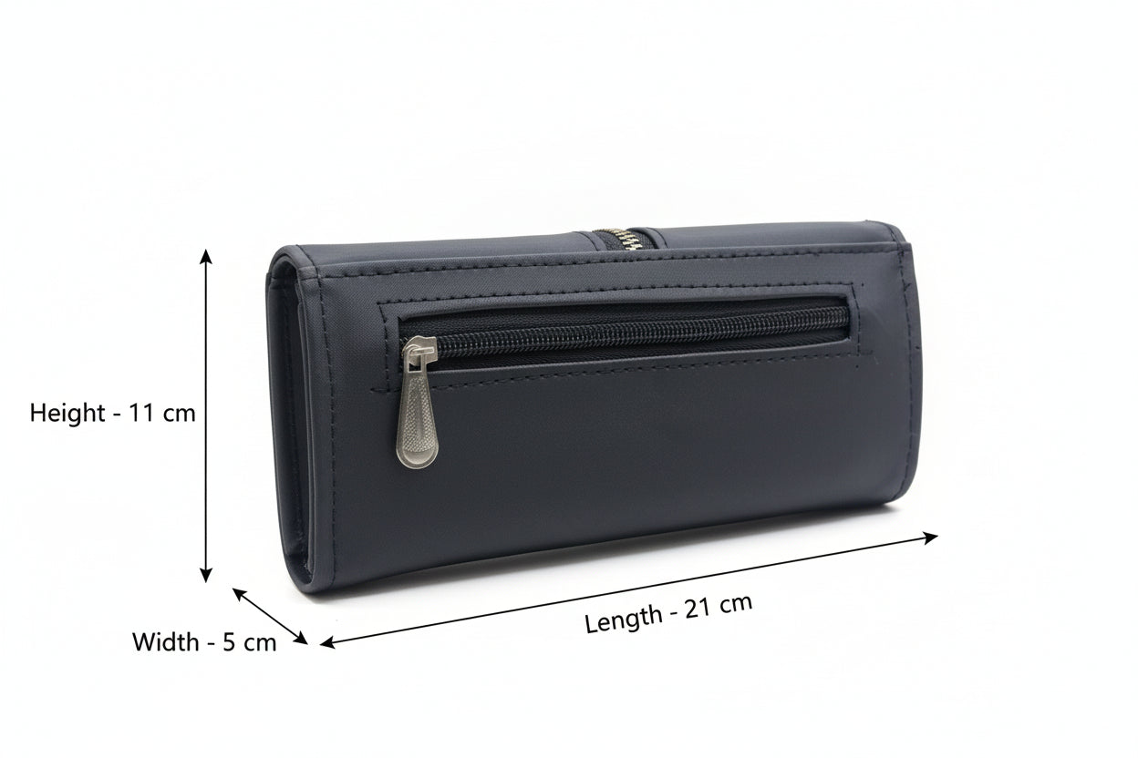 Elegant Women’s Multi-Compartment Long Wallet with Zipper Pocket & Magnetic Closure