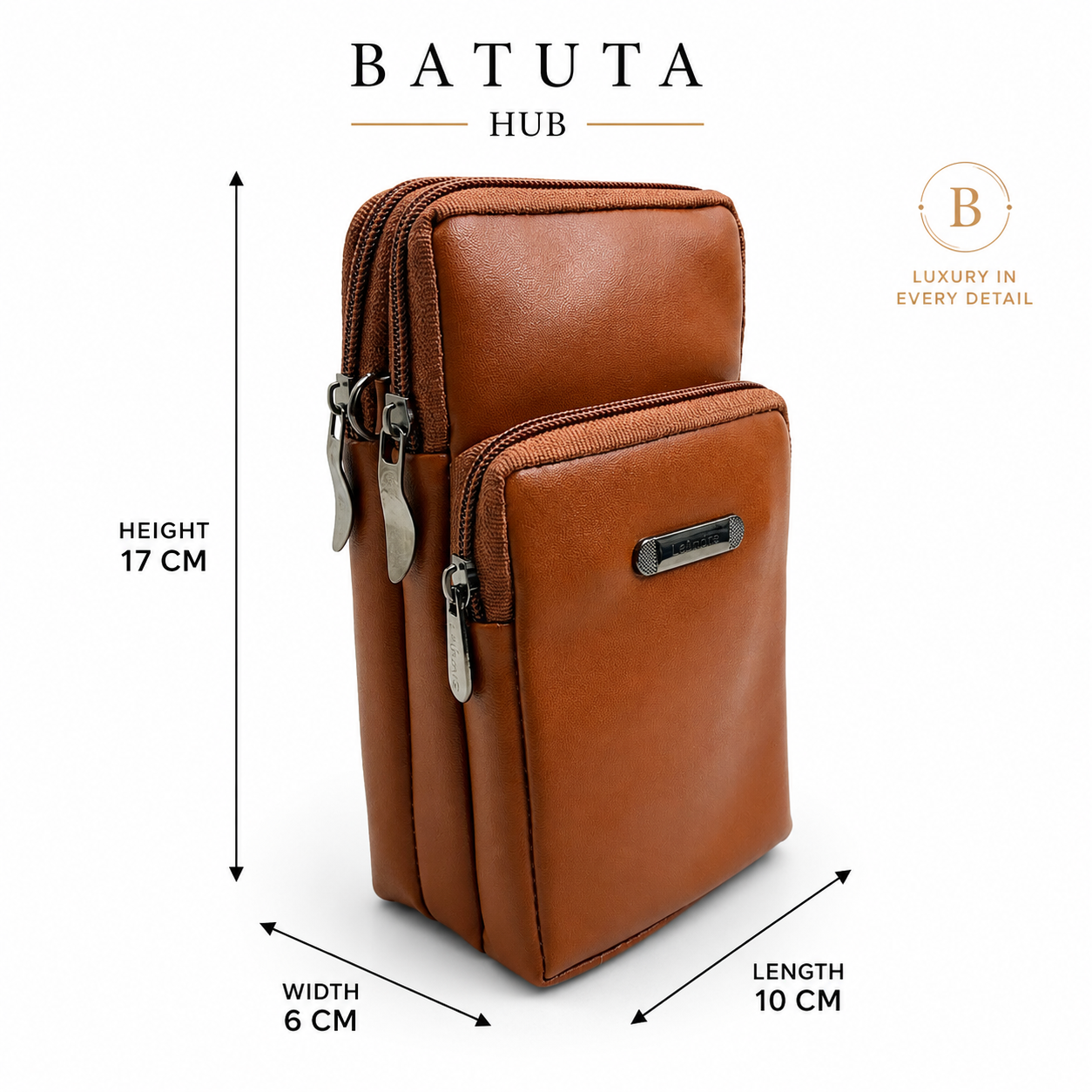 BATUTA HUB Women’s Mobile Sling Bag | Multi Pocket Crossbody Bag | 3 Zip Compartments | Adjustable Shoulder Strap Compact Travel Organizer Purse for Daily Use