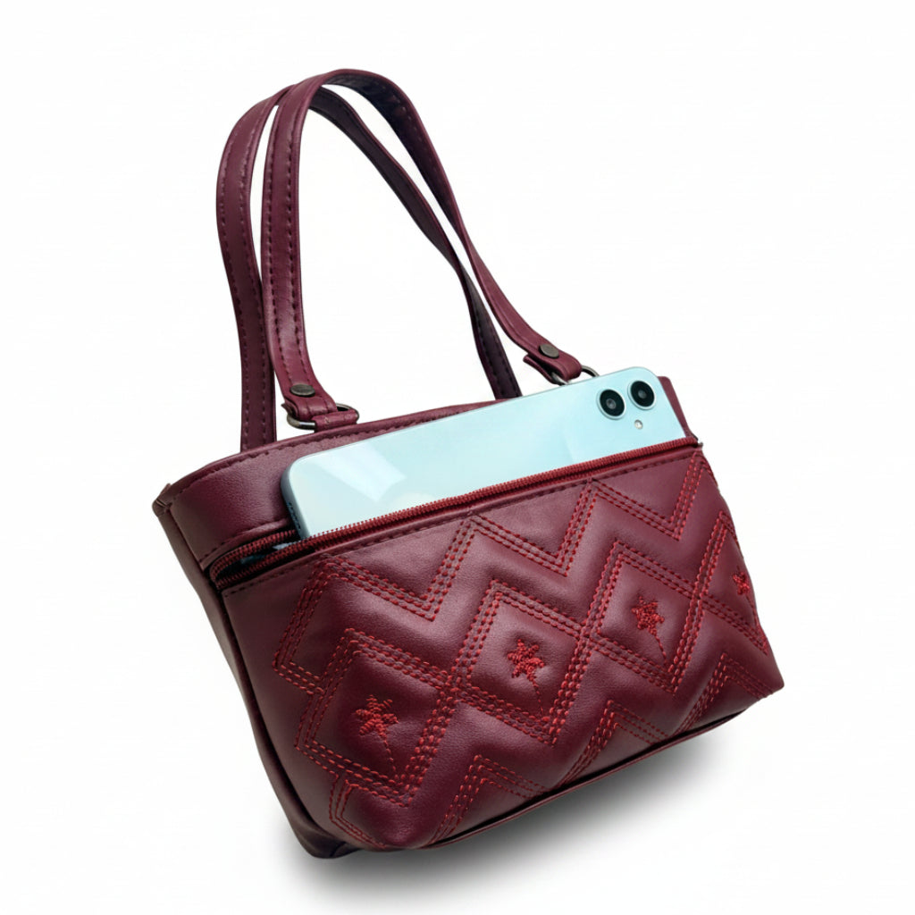 Women Stylish PU Leather Handbag | Small Tote Bag for Daily Use | Zipper Closure Hand Purse for Girls & Women