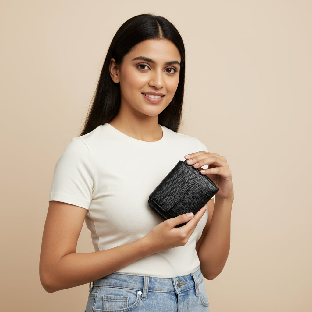 BATUTA Genuine Leather Ladies Wallet for Woman with 8 Card Slots - Clutch Purse for Girl, Wallet for  Ladies Stylish, Ladies Purse for Women Wallet,